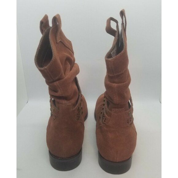 Twiggy London Women Size 6.5W Brown Suede Studded Riveted 9" Ankle Boots 964443 - Picture 4 of 11